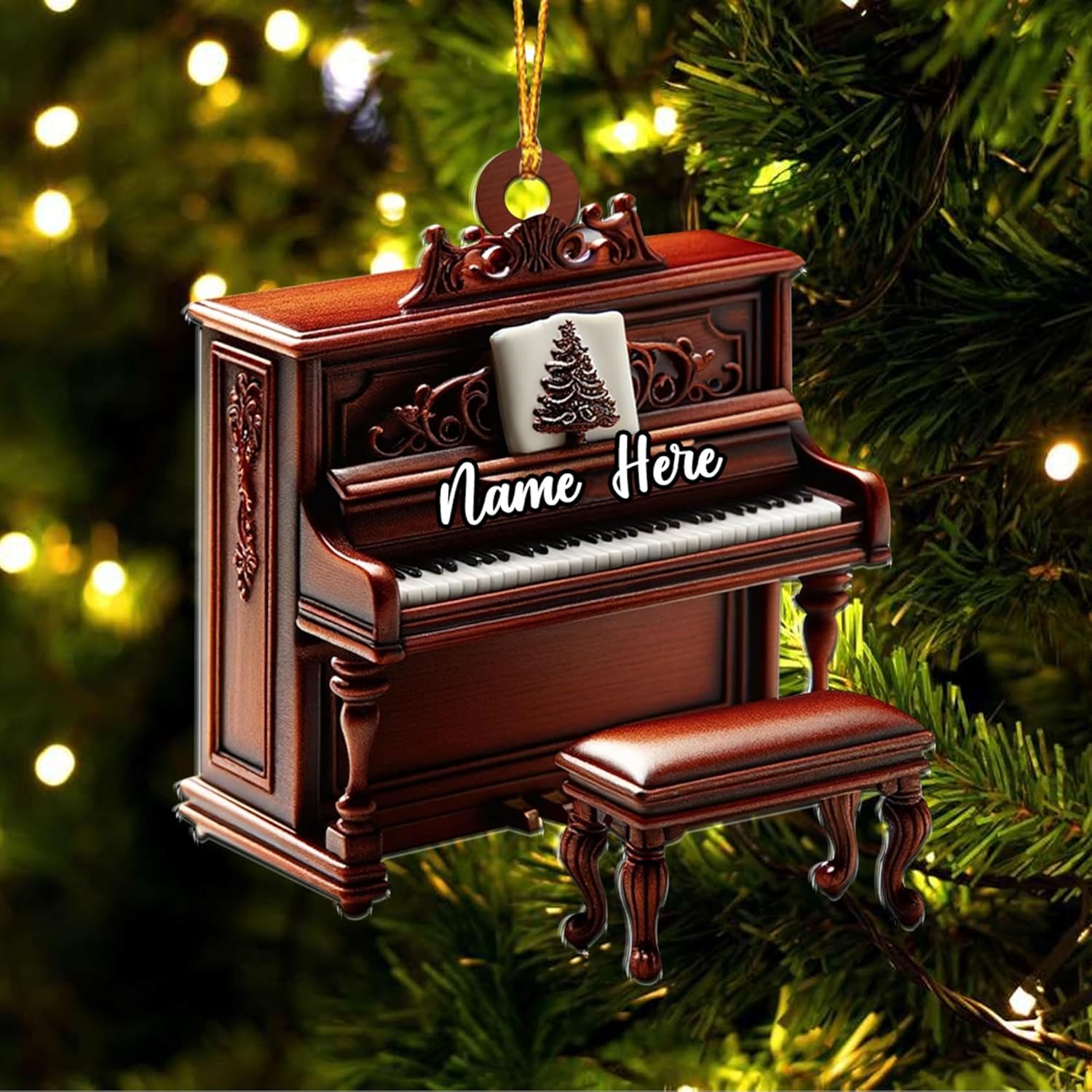 Podagree Personalized Piano Ornament, Custom Piano Ornament Piano Christmas Ornament 2023, Music Instrument Player Keyboard Ornament Decor, Gift for Piano Lover, Music Lovers (PN3)