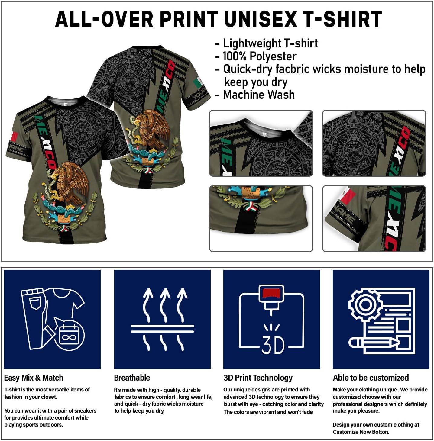 Mostefy Personalized Name Mexican Shirts for Men 3D, Customized Mexico Shirts for Men, Mexico Shirts for Women Mexico Shirt