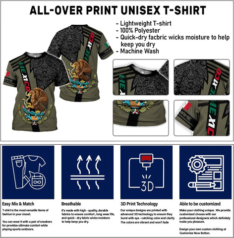 Mostefy Personalized Name Mexican Shirts for Men 3D, Customized Mexico Shirts for Men, Mexico Shirts for Women Mexico Shirt