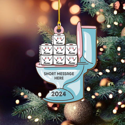 Personalized Toilet Paper Ornament, 2024 Christmas Ornament Toilet Paper, Funny Toilet Paper Roll Ornament, Hanging Glass Toilet Ornaments for Christmas Tree, Gifts for Christmas (Style 7)