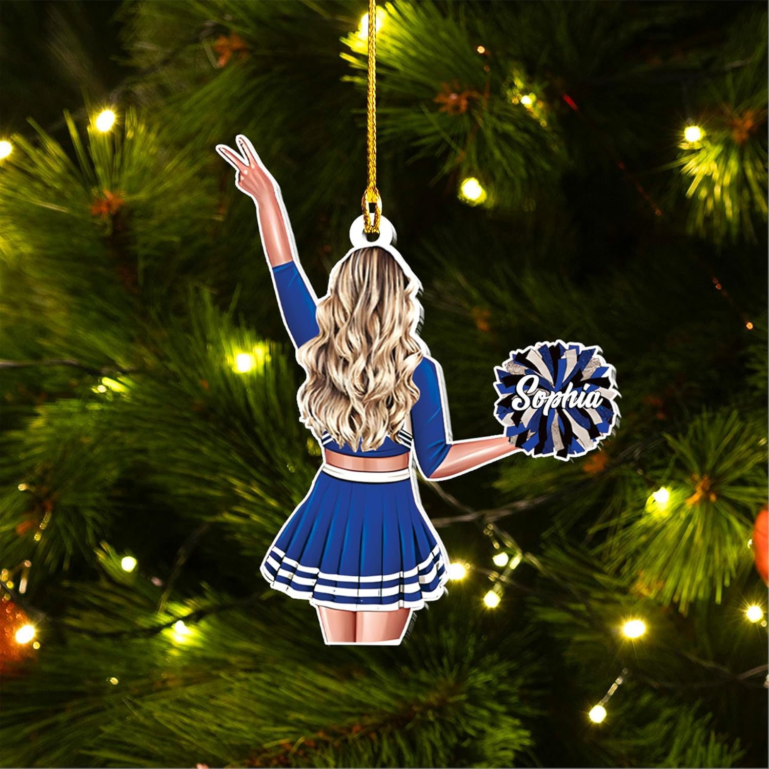 RoyalBro Personalized Cheerleader Christmas Ornament 2023, Cheer Girl Dancer with Pompom, Cheerleading Lovers Ornaments Cheerleading Ornament Gift Cheer Cheerleader Ornaments Xmas (C16)
