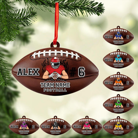 Suseaz Personalized Football Ornament 2024, Customized Football Christmas Ornaments, Football Ornament Christmas Hanging Décor Gift for Football Fans Football Gifts Gift for Football Player (ON180)