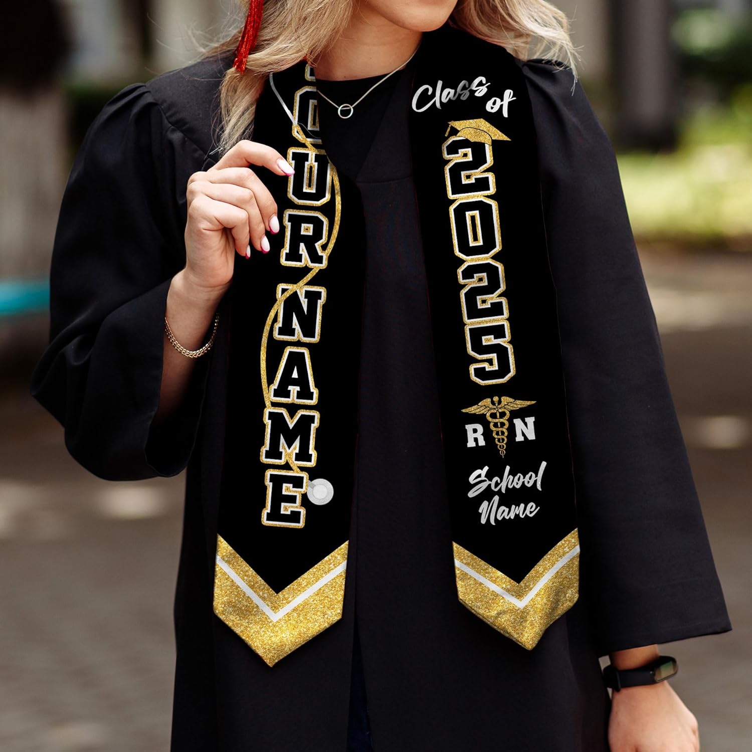 Pretyprints Custom Nurse Sash Graduation, RN Graduation Stole Gifts for Friends Nursing Student Senior Class Of 2025