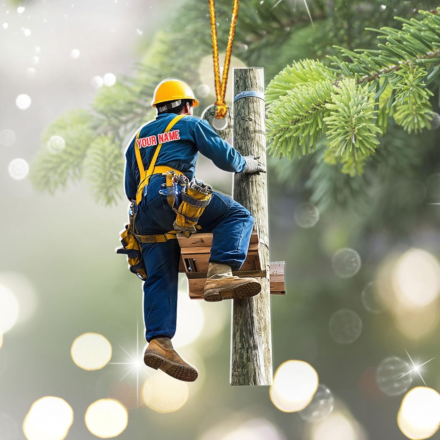 HomeDesign Personalized Lineman Ornament Custom Lineman Ornaments Line Man Christmas Ornaments Gifts for Lineman Ornament Lineman Christmas Hanging Ornament Lineman Gift Xmas Tree (Lm5)