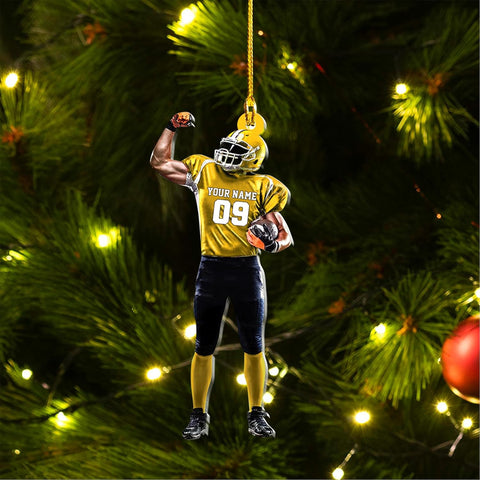 Artparel Personalized Football Ornament Customized Football Christmas Ornaments Football Ornament Christmas Hanging D��cor Gift for Football Fans Football Gifts Gift for Football Player (FB 8)