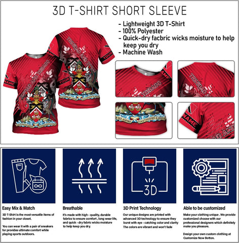 Rivelus Personalized Trinidad and Tobago Clothing 3D, Trinidad and Tobago Shirt, Trinidad Pride Gift T-Shirt S-5XL