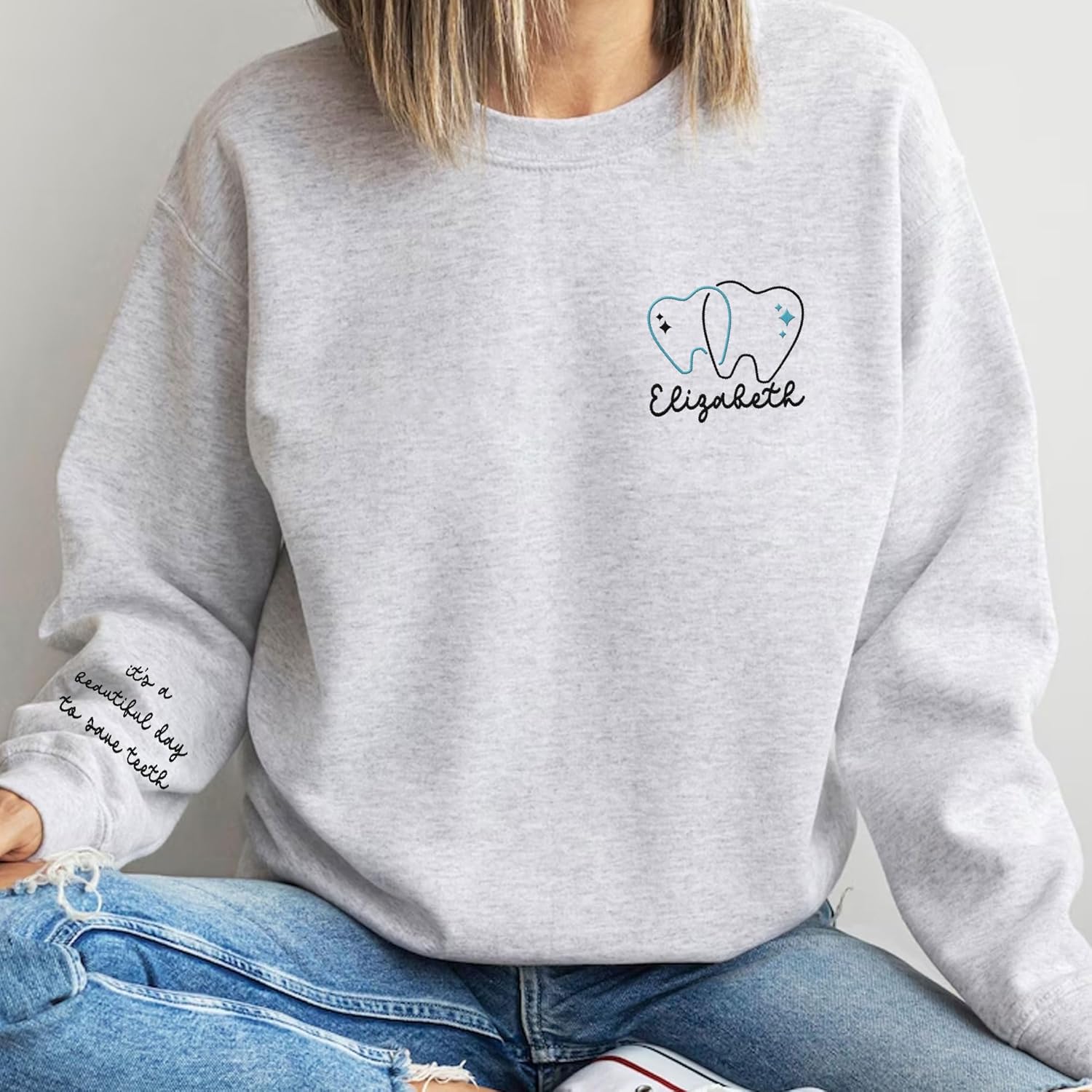 Leeprints Personalized Embroidered Sweater, Dental Assistant & Hygienist Gift, Nurse Hoodie