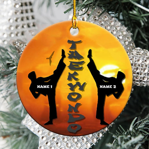 MAPrints Personalized Taekwondo Ceramic Ornament, 2024 Christmas Ornament Gifts, Custom Taekwondo Ornament Christmas Tree Decor, Karate Taekwondo Black Belt Ornament, Martial Arts Gift (TWD 4)