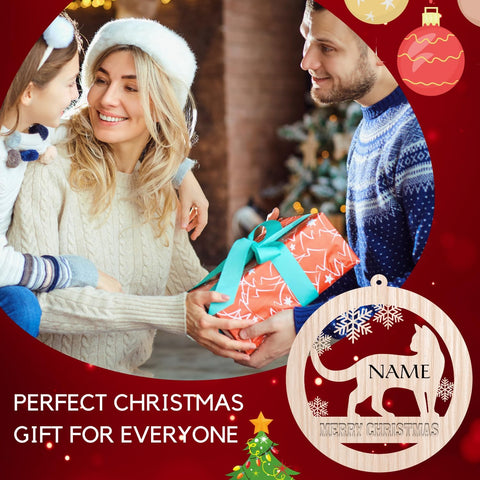 Personalized Cat Ornaments for Christmas Tree, Custom Cat Christmas Wood Ornament 2024, Gifts for Christmas Cat Lovers Cat Memorial Ornament, Cat Hanging Ornament Cat On The Moon (CAT 2)