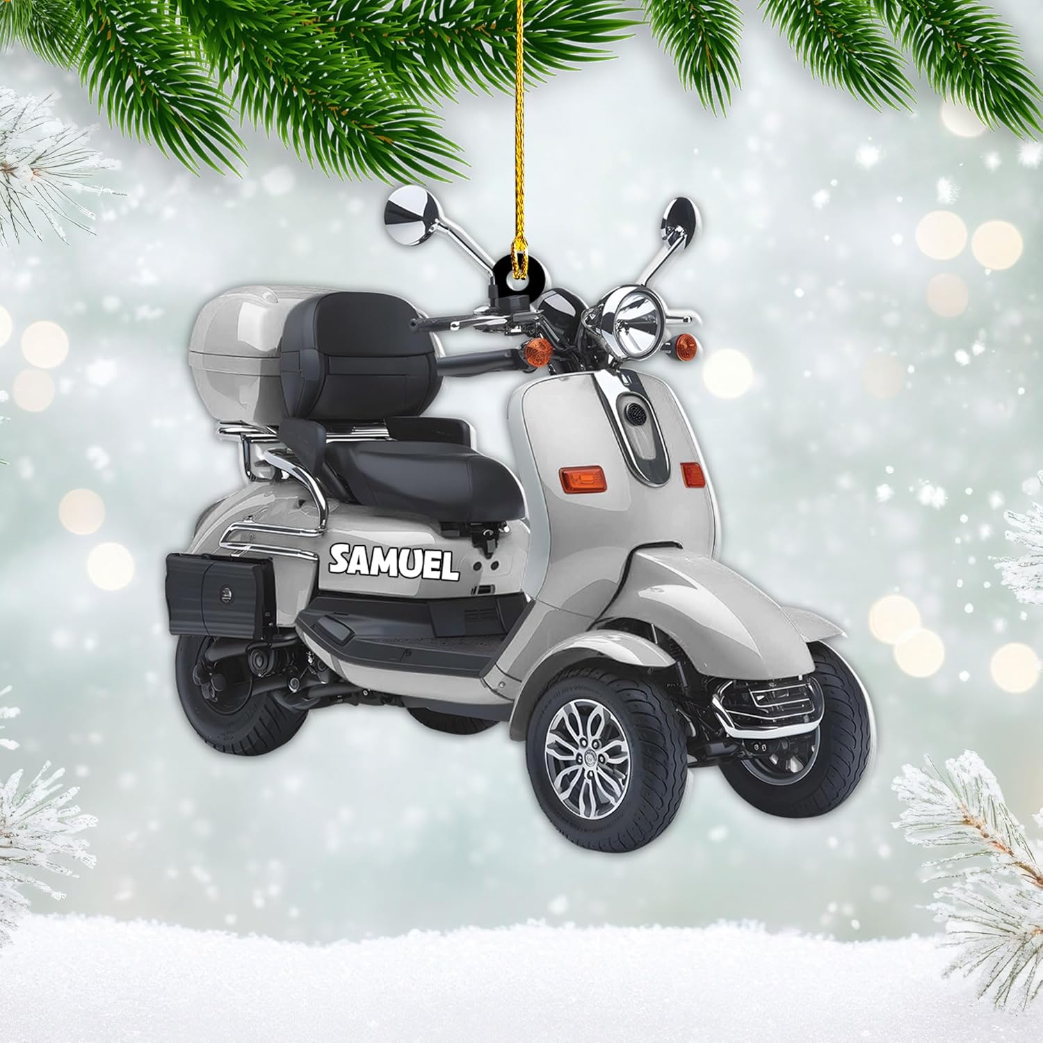 AOVL Custom Electric Bicycle Scooter Ornament 2024 Mobility Scooter Lover Ornament Gift Xmas Mobility Scooter Lover Ornament Gift Flat 2D Mobility Scooter Lover Ornament Gifts (MEB9)