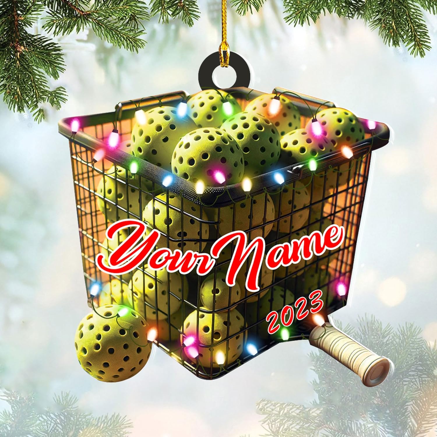 mostprints Personalized Pickleball Ornament 2023, Pickleball Paddles, Pickle Baller Sport Gifts Pickleball Ornament Christmas Tree Pickleball Decorations for Pickleball Lovers (PB4)