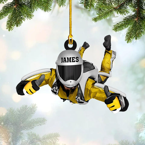 MoonArt Personalized Sky Diving Ornaments, Hot Air Balloon Acrylic, Skydiving Christmas Decorations Skydiver Suncatcher Flat Ornament, Skydiver Gift Christmas Holiday Vacation Ornament (1, SD4)
