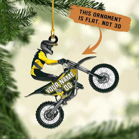 Riveprints Personalized Dirt Bike Acrylic Ornament Custom Motocross Men Ornament, Motorcycle Ornament, Bike Christmas Ornament, Batcycle Ornament, Gift for Racing Lover, Rider Gifts (ON95)