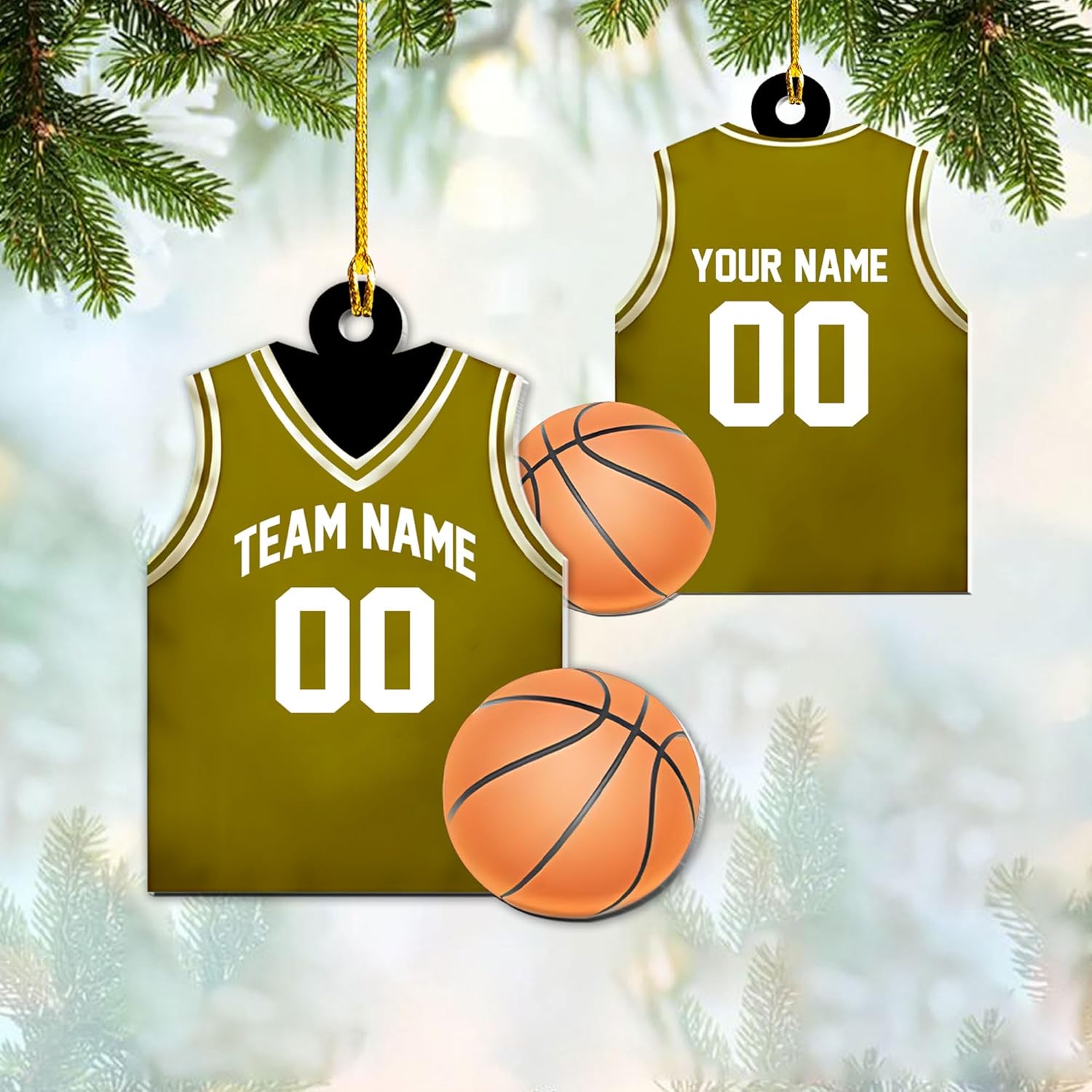 mostprints Personalized Basketball Ornaments, Basketball Christmas Ornament, Custom Basketball Player Ornament, Basketball Ornaments for Christmas Tree, Basketball Team Ornament (B5)