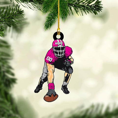 Artparel Personalized Football Ornament Customized Football Christmas Ornaments Football Ornament Christmas Hanging Décor Gift for Football Fans Football Gifts Gift for Football Player (FB 19)