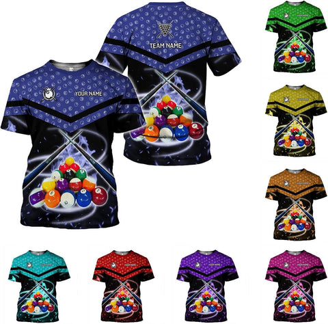 Ligthuy Personalized Name Billiard Shirts 3D, Billiards Shirt 8 Ball Billiard Shirt Custom Men's Pool Men Women\u2026