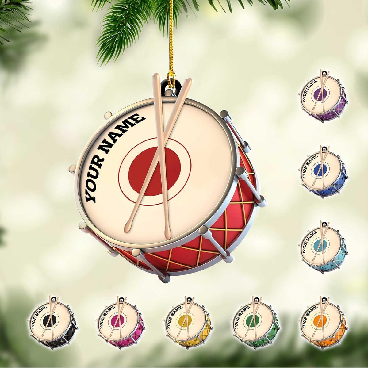 Personalized Drum Set Ornaments for Christmas, Customized Drummer Playing Drum Christmas Ornament 2024, Custom Name Year Drummer Xmas Ornament, Instrument Ornaments, Drum Ornament Xmas (Drum 1)