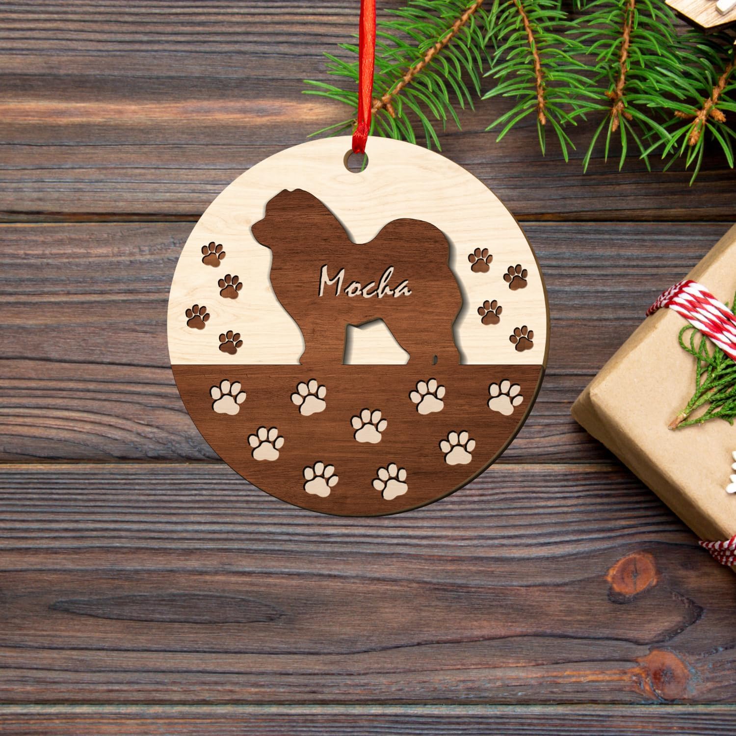 MAPrints Personalized Dog Ornament, Custom Dog Layered Wood Memorial Ornament, Dog First Christmas Ornament 2024, Pet Wood Ornaments, Dog Memorial Gifts for Dog Lovers (Dog 4)