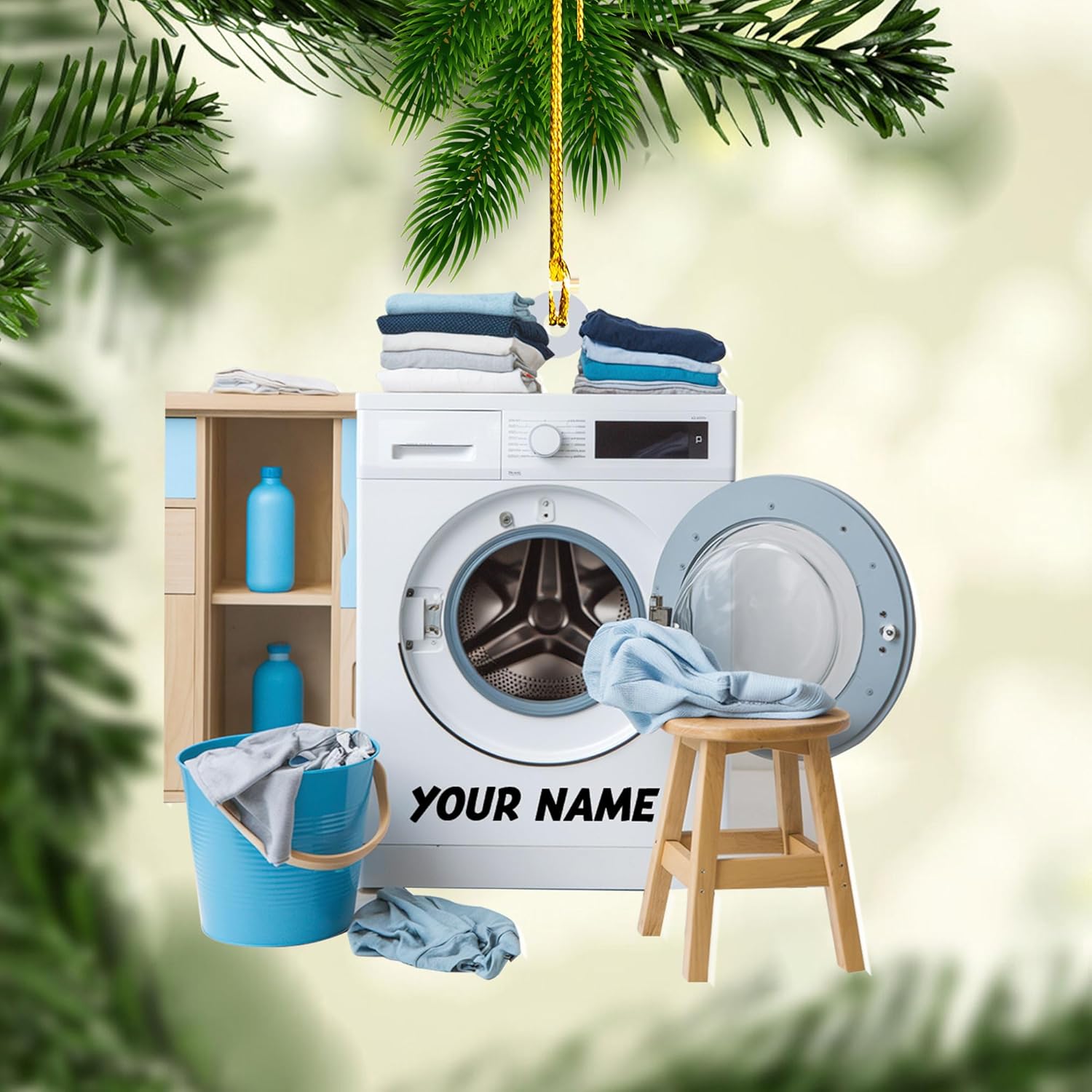 Personalized Washing Machine Christmas Ornament,Home Appliance Consumer Electronics Christmas Ornament, Clothes Washer Christmas Tree Decor, Washing Machines Ornament (Acrylic, Style 12)