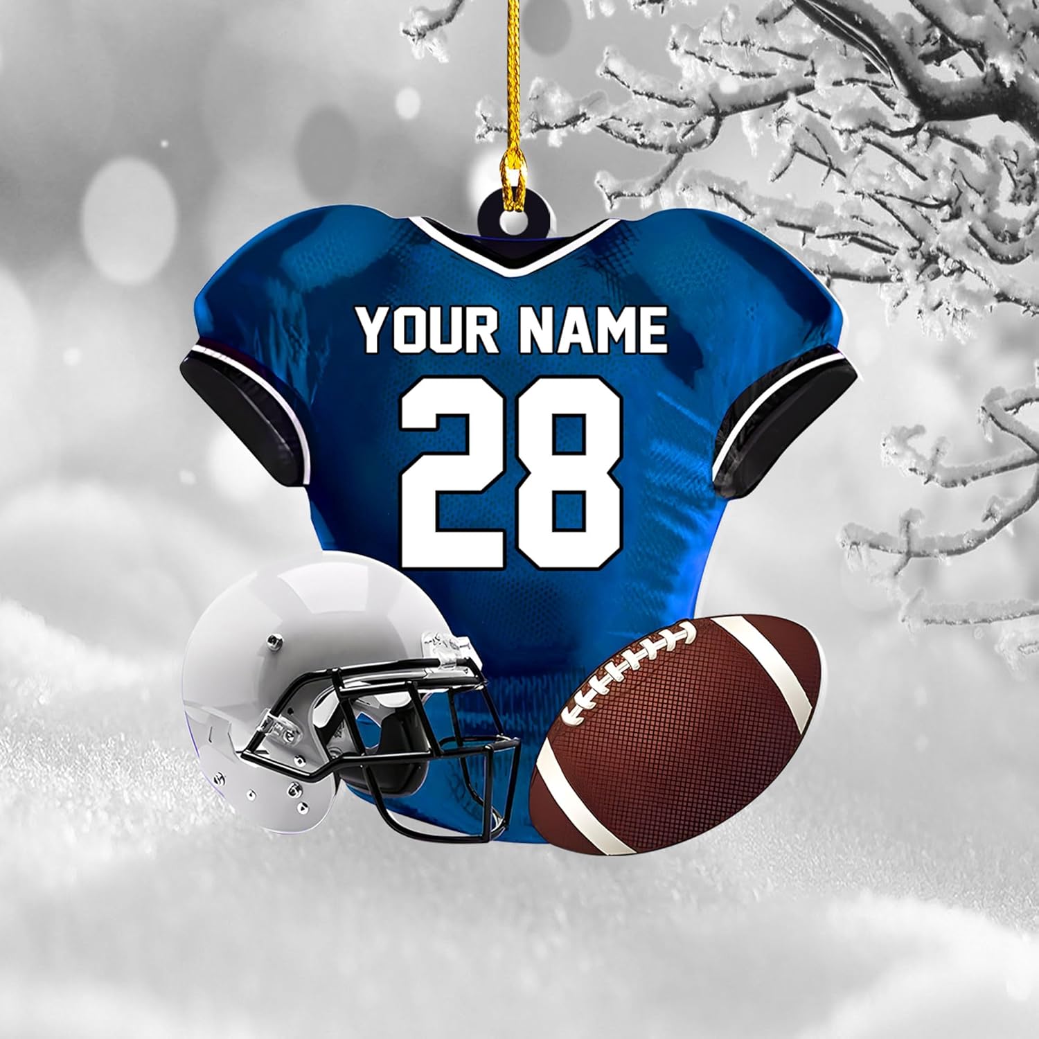 Tinoshop Personalized Football 2D Flat Ornaments Gifts American Football Lover, Personalized Football Player Christmas Ornaments 2024, Football Plastic Ornament, American Football Player Gift (ON27)