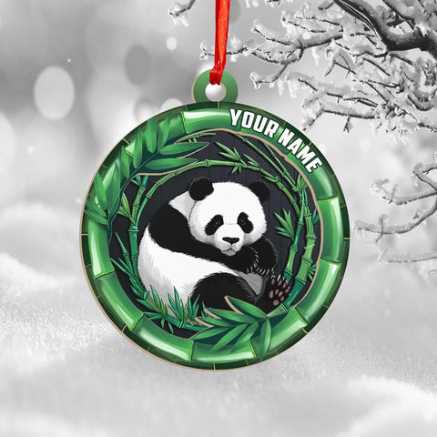 MAPrints Personalized Panda Ornament Xmas Tree, Panda Acrylic Or Wood Flat Shape Ornament Christmas 2024, Panda Lovers Ornament Xmas Decor, Panda Bear Gifts Panda Bamboo Hanging Ornament (Panda 6)