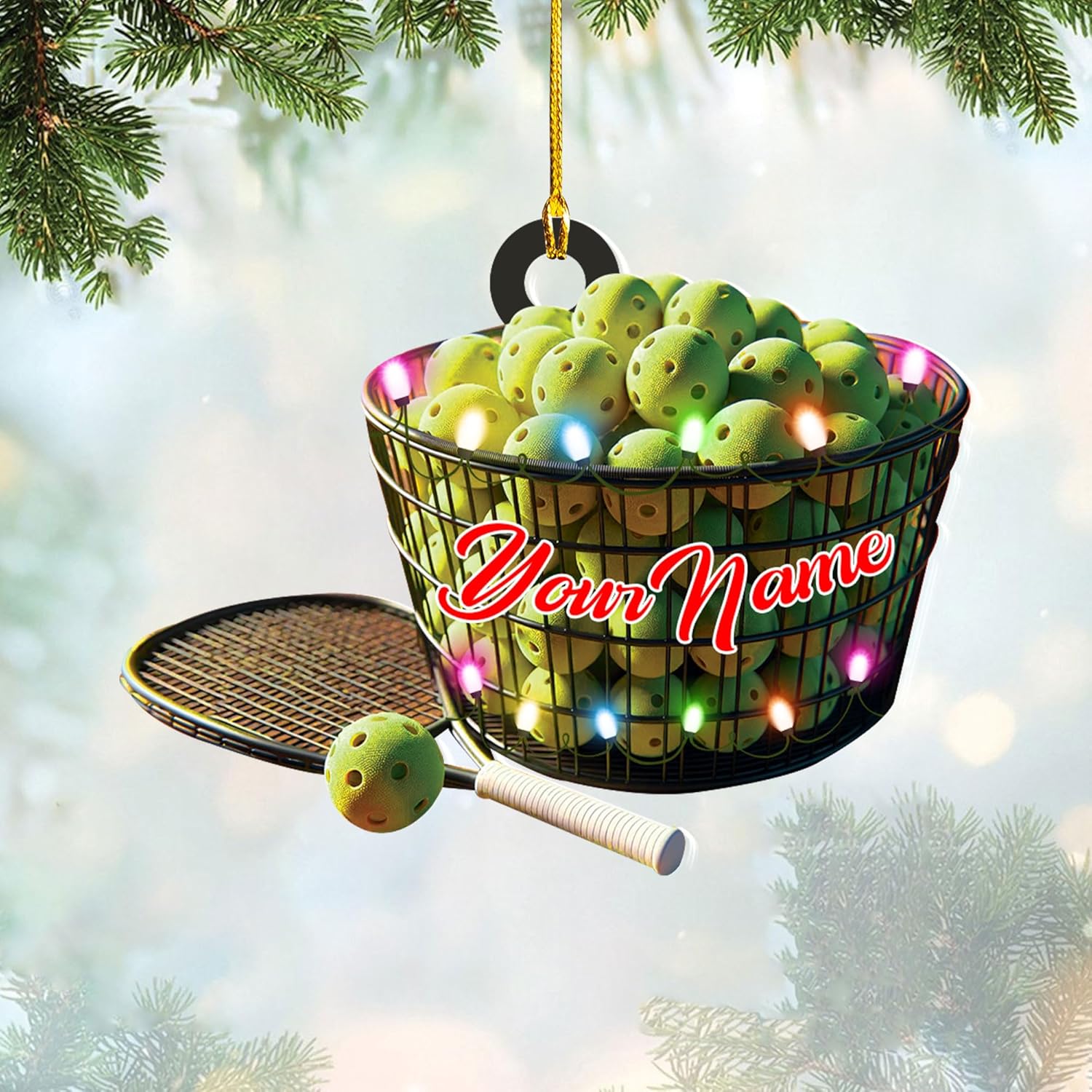 mostprints Personalized Pickleball Ornament 2023, Pickleball Paddles, Pickle Baller Sport Gifts Pickleball Ornament Christmas Tree Pickleball Decorations for Pickleball Lovers (PB5)