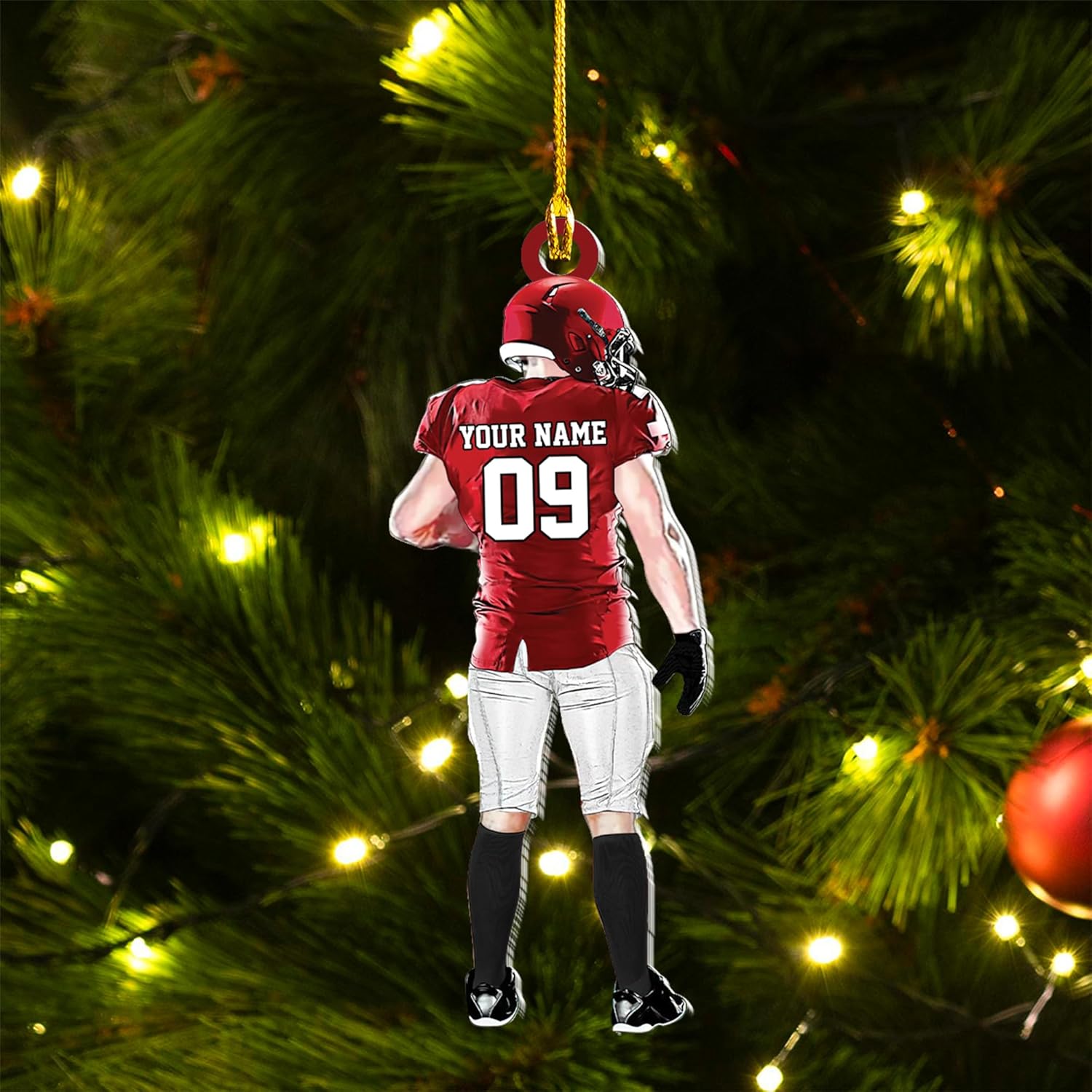 Artparel Personalized Football Ornament Customized Football Christmas Ornaments Football Ornament Christmas Hanging D��cor Gift for Football Fans Football Gifts Gift for Football Player (FB 7)
