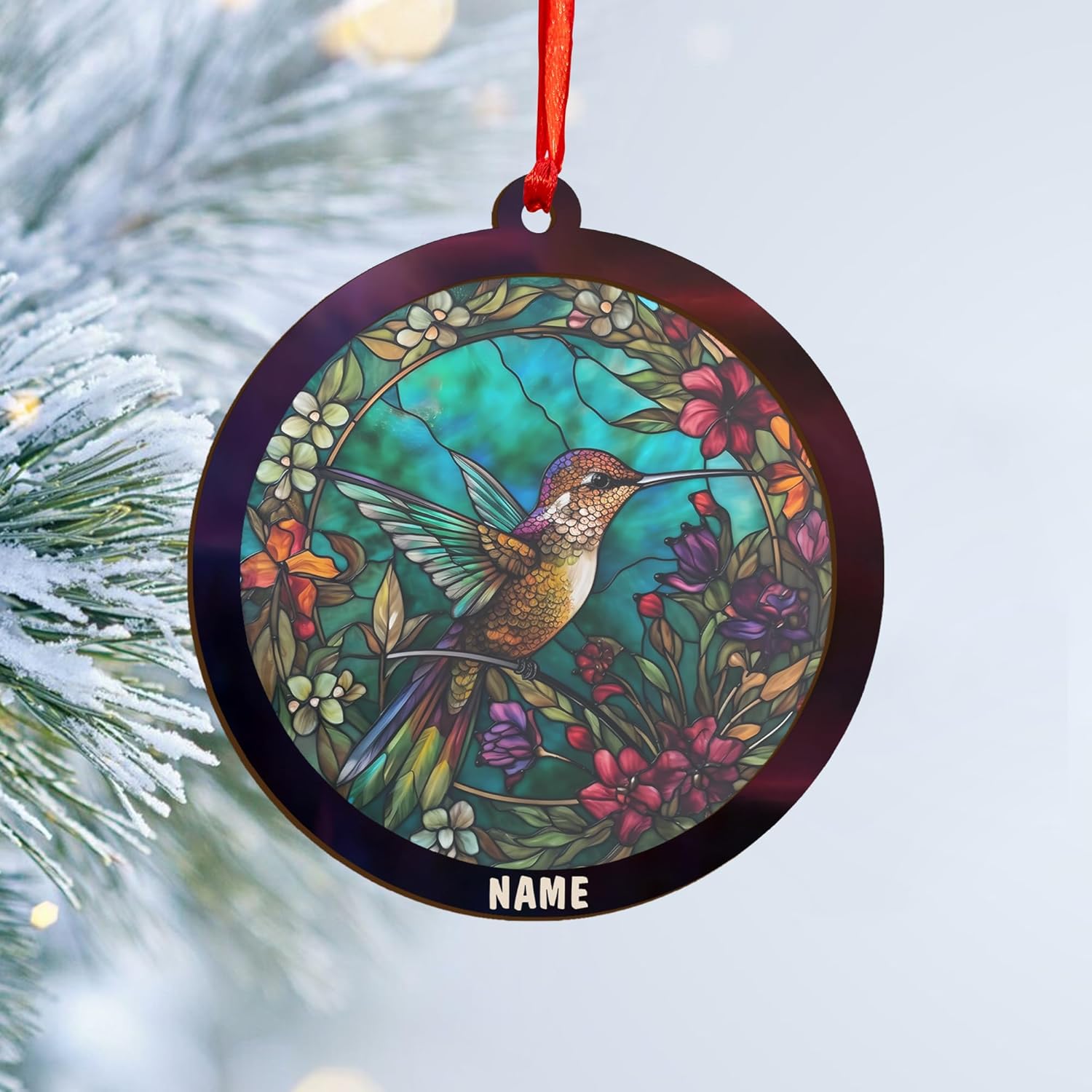 MAPrints Personalized Hummingbird Ornaments for Christmas Tree 2024, Hummingbird Christmas 2024 Ornament, Bird Suncatcher Wood Acrylic Ornament, Gifts for Bird Lovers (Bird 2)