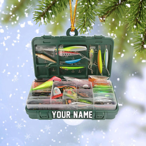 Royal Fight Custom Fishing Tackle Box Ornaments 2024 Fishing Ornaments for Christmas Tree Christmas Ornaments Fishing Fisherman Ornament Bass Fish Ornament Fishing Decorations Flat Ornaments (FTB5)