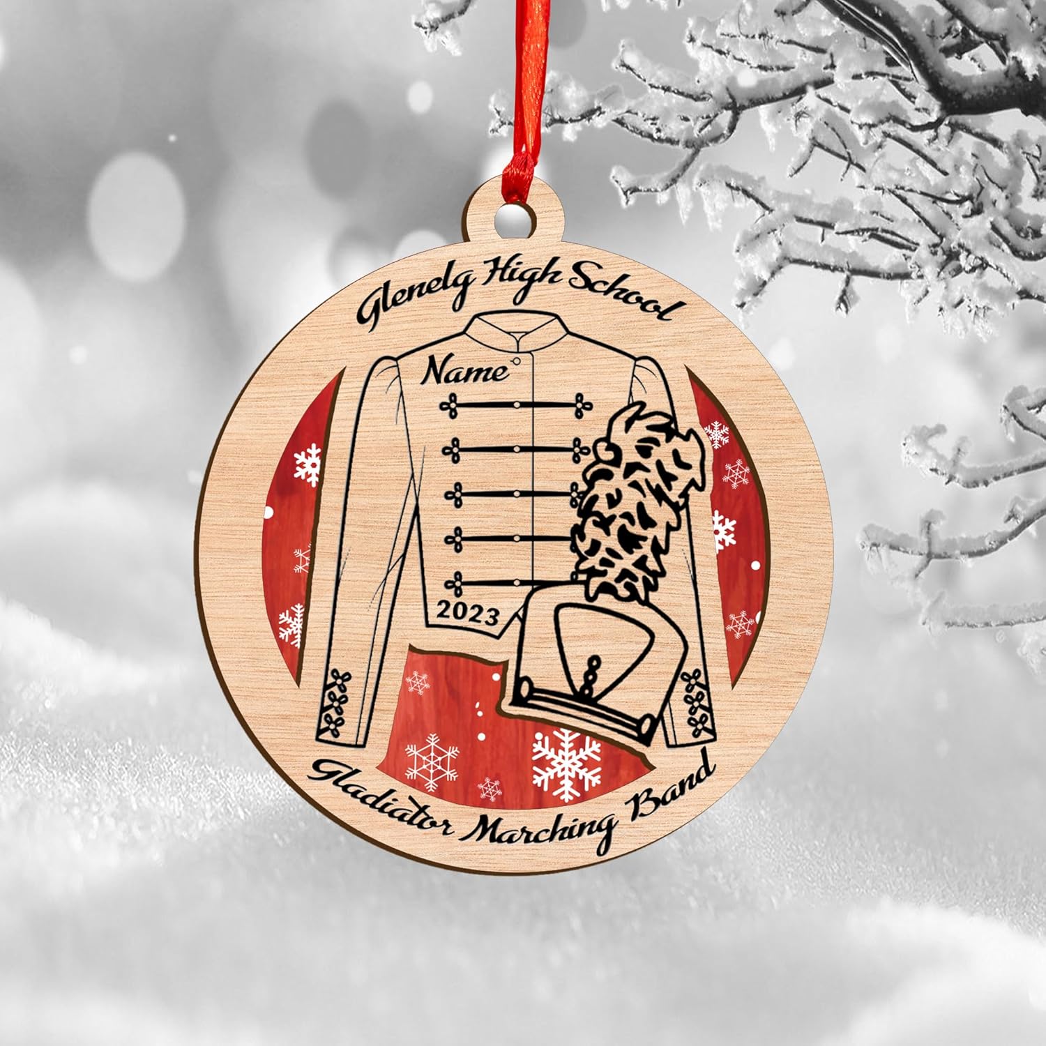 Pretyprints Marching Band Christmas Ornament Personalized Girl 2024 Custom Marching Band Gifts Band Director Gifts, Marching Band Gifts, Music Ornament Marching Band Teacher Gifts Music (Style 5)