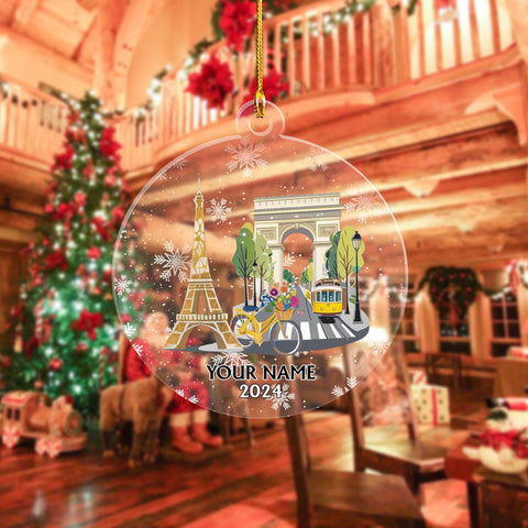 Paniprints Personalized Name Eiffel Tower Ornament, Eiffel Tower Christmas Ornaments, Paris Ornament, France Ornaments for Christmas Tree, Paris Ornaments for Christmas Tree 2024 (Eiffel7)
