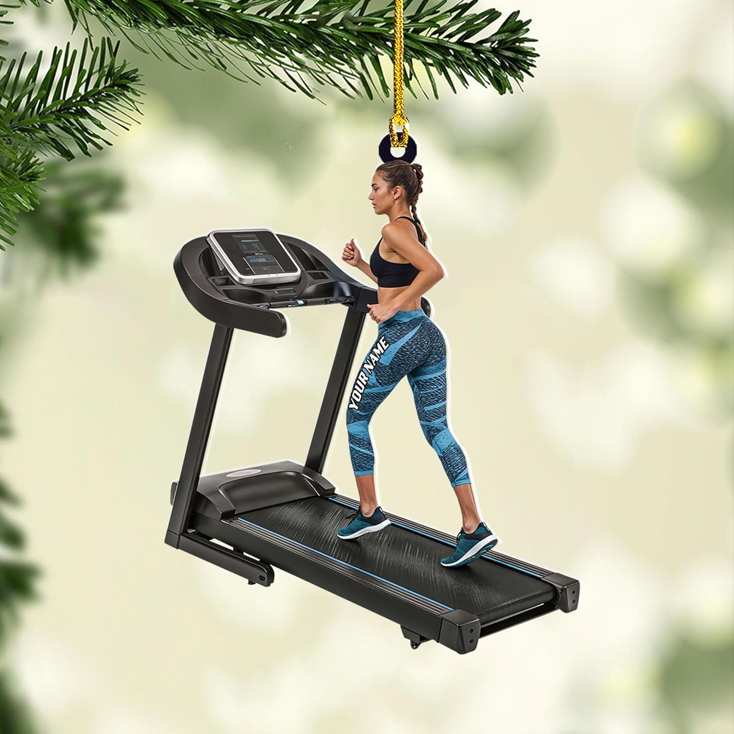 AOVL Custom Treadmill Ornament Tread Mill Ornament for Christmas Xmas Tree Exercise Treadmill for Gymer Fitness Treadmill Exercise Ornament Gift for Weightlifter Fitness Weightlifting Gym (TE4)