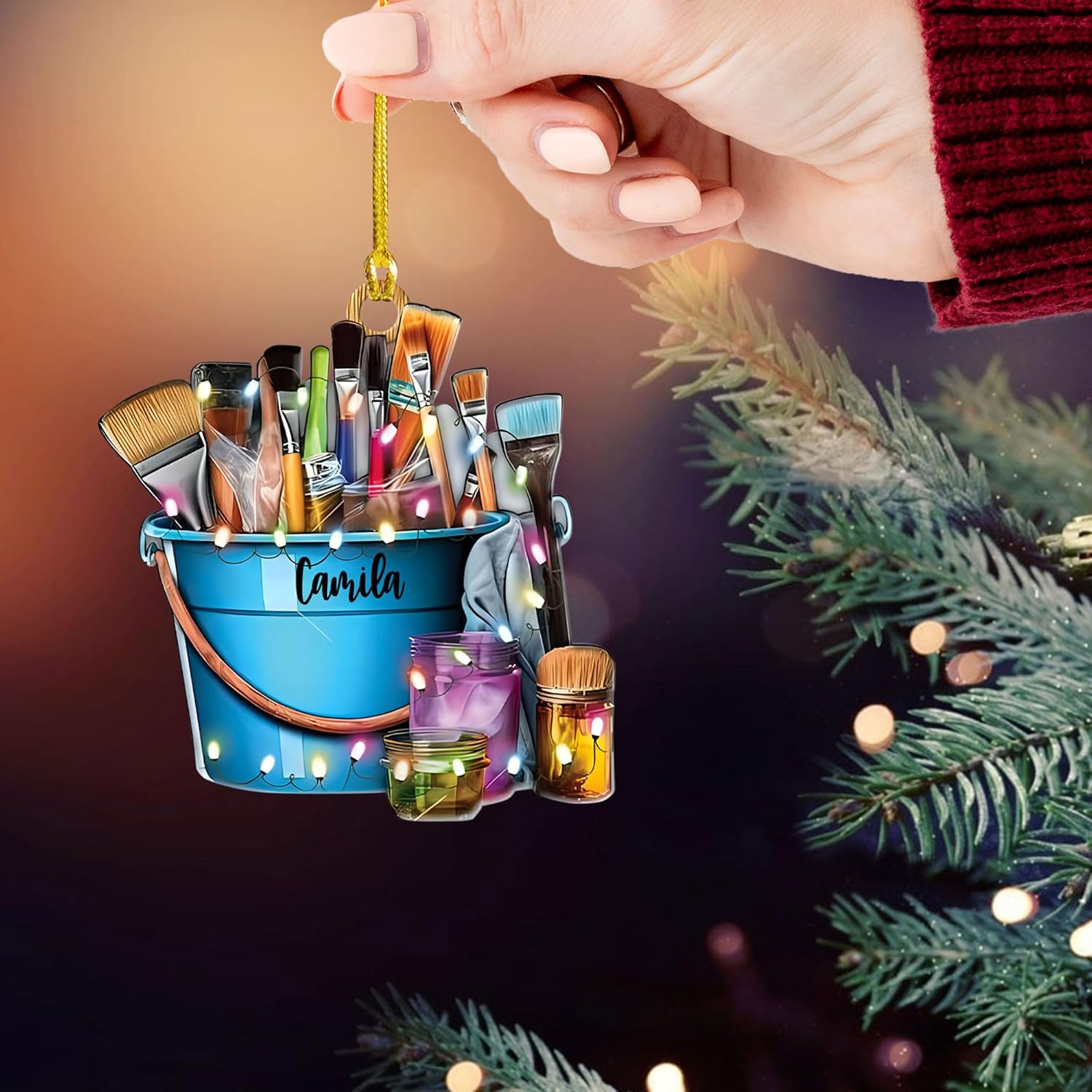 AOVL Personalized Painting Ornament, Artist Christmas Ornament, Drawing Ornament Gift, Painter Christmas Ornament, Painting Artist Ornament, Painting Tool Ornament Painter (Painting 18)