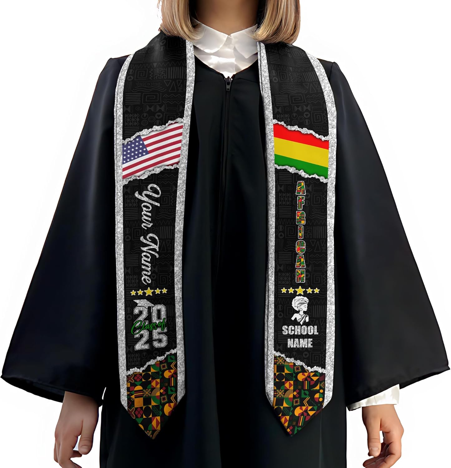 African American Graduation Sash, Graduation Stole Customize, African Graduation Sash, Graduation Stole Class of 2025
