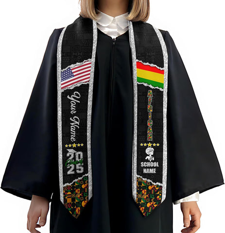 African American Graduation Sash, Graduation Stole Customize, African Graduation Sash, Graduation Stole Class of 2025