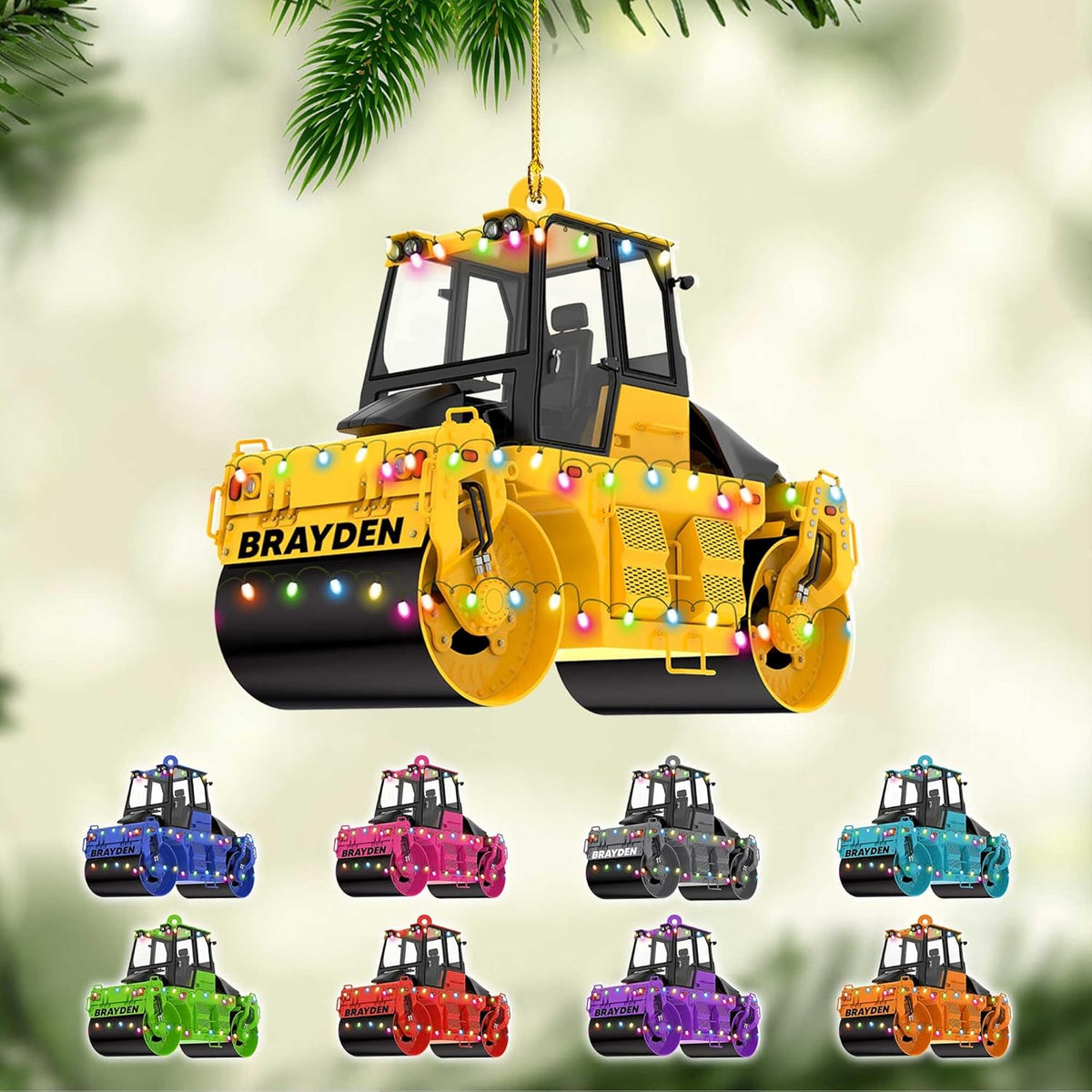 Personalized Road Roller Truck Ornament, Custom Rollers Truck Ornaments, Construction Christmas Ornaments Excavator Gift 2024, Heavy Equipment Ornaments, Road Roller Car Vehicle Worker Ornament (EN6)