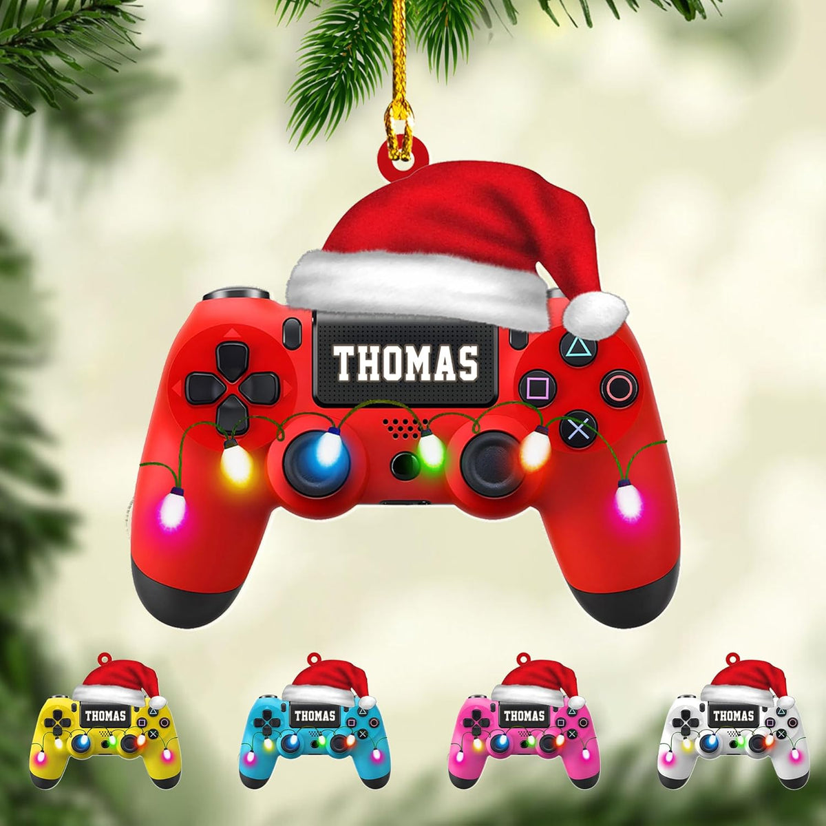 Artparel Personalized Gamer Ornament Custom Name Game Controller Ornament Shape Flat Computer Ornament for Gamer Gaming Ornament Gamer Christmas Ornament (GC1)