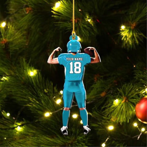 Artparel Personalized Football Ornament Customized Football Christmas Ornaments Football Ornament Christmas Hanging D��cor Gift for Football Fans Football Gifts Gift for Football Player (FB 10)
