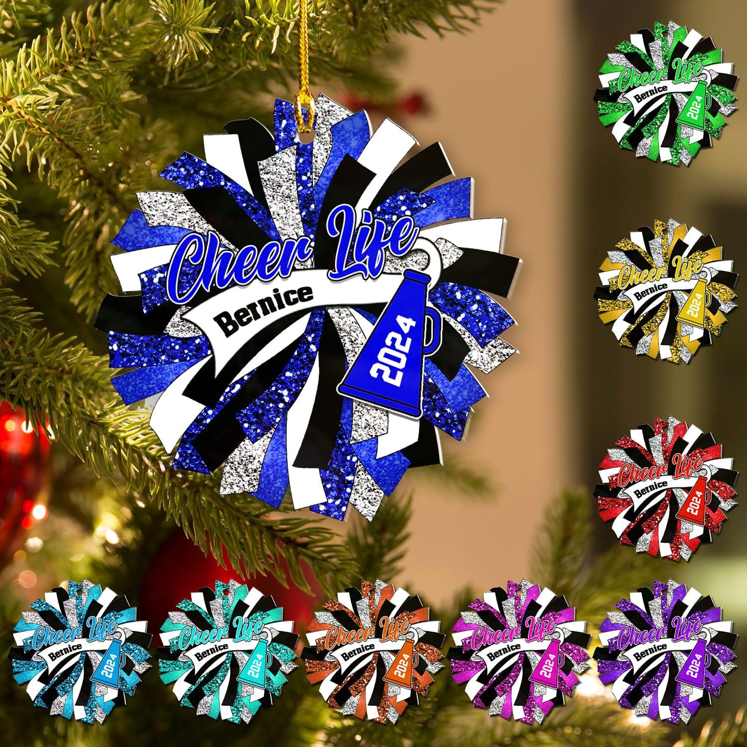 Pretyprints Personalized Cheerleader Ornaments Cheerleader Cheerleading Lovers Ornaments Cheerleading Ornament Gift for Cheerleader Christmas 2024 Cheer Cheerleader Ornaments Xmas (Style 11)