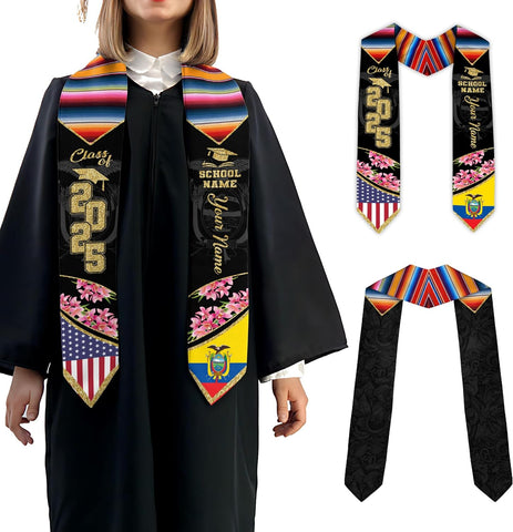 Pretyprints Ecuador Graduation Stole, Ecuadorians American Flag Graduation Sash 2025, Ecuadorians Graduation Sash