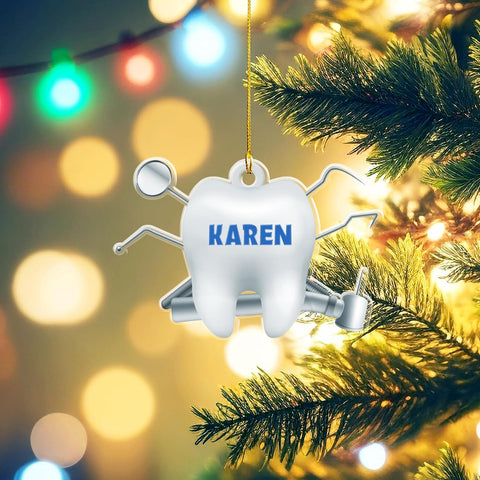 Personalized Dentist Christmas Ornament, Santa's Favorite Dentist Ornament, Doctor or Dental Hygienist Assistant Keepsake Gift, Teeth Ornament (Acrylic, Style 10)