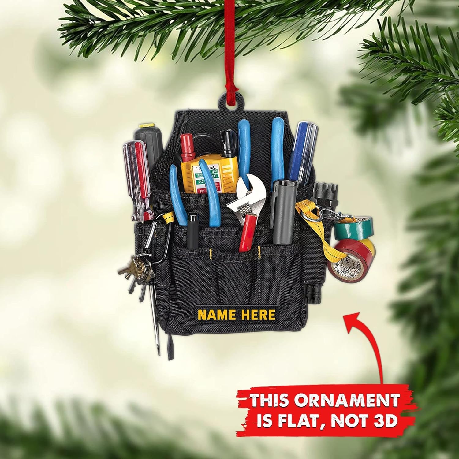 Artparel Personalized Electrician Ornament, Electrician Tool Bag Outfit Christmas Ornament, Electrician Gift Christmas Ornament, Gifts for Electrician Lovers, Electrician Outfit Christmas Ornament