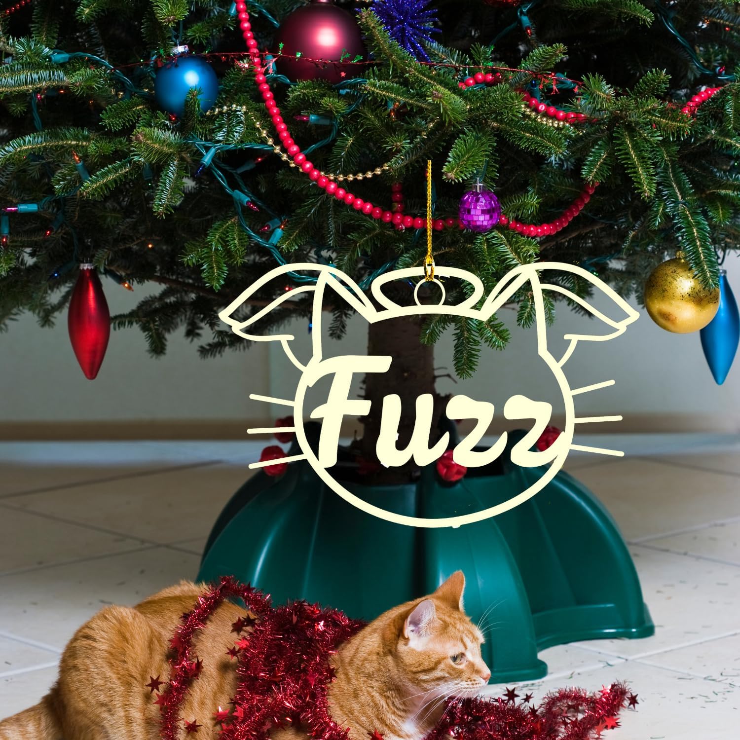 MAPrints Personalized Cat Ornaments for Christmas Tree, Custom Cat Christmas Ornament 2024, Gifts for Christmas Cat Lovers Cat Memorial Ornament, Cat Hanging Ornament Cat On The Moon (CAT 10)