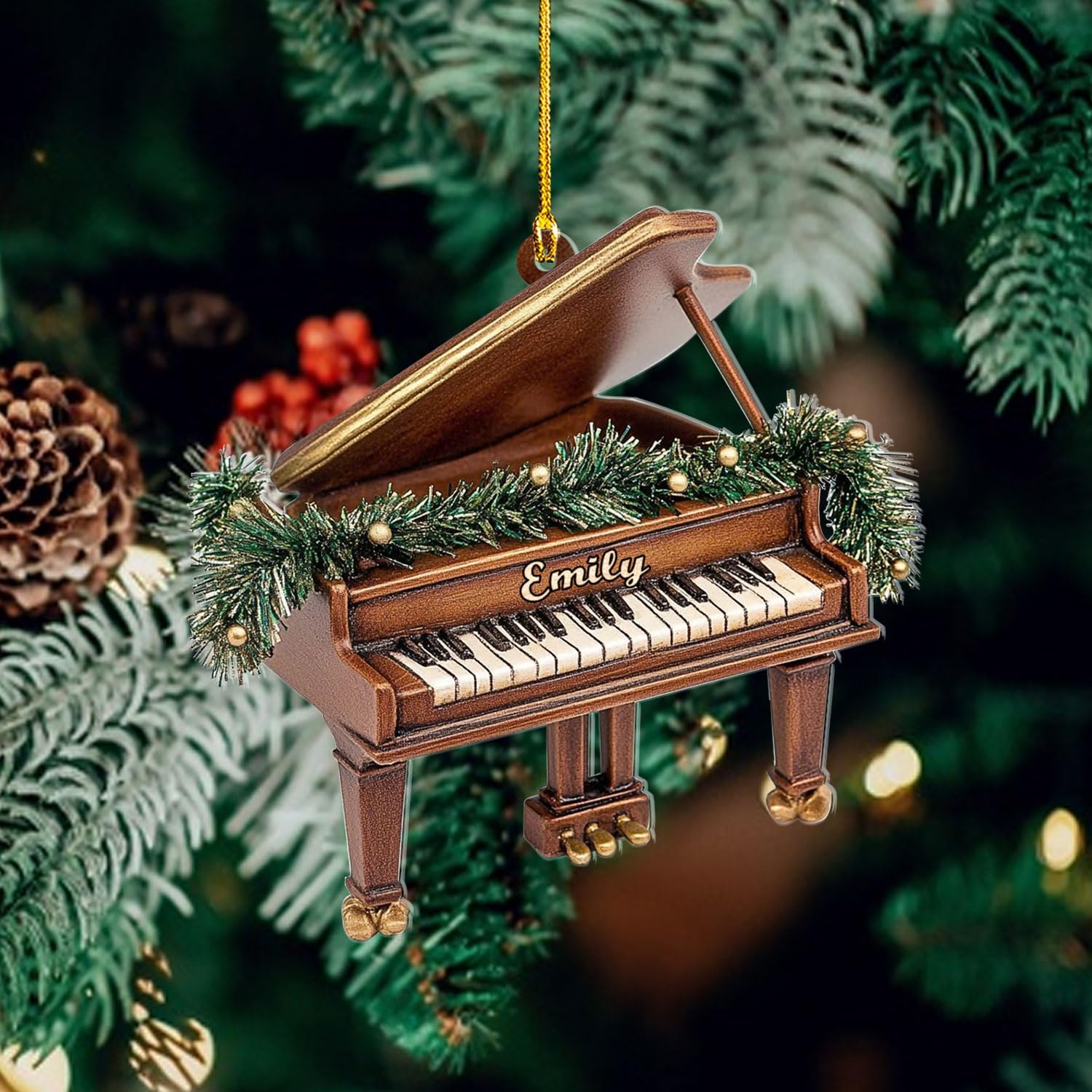 Podagree Personalized Piano Ornament, Custom Piano Ornament Piano Christmas Ornament 2023, Music Instrument Player Keyboard Ornament Decor, Gift for Piano Lover, Music Lovers (PAN6)