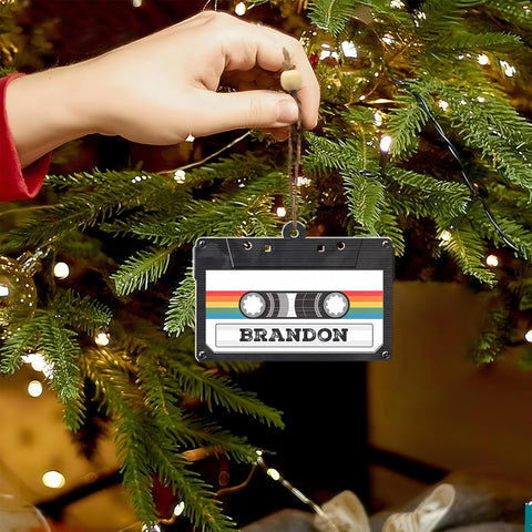 AOVL Custom Cassette Ornament Cassette Tape Unique Christmas Ornaments Cassette Case Christmas Ornament Cassette Tape Ornaments for Christmas Cassette Gift Xmas (CSS4)