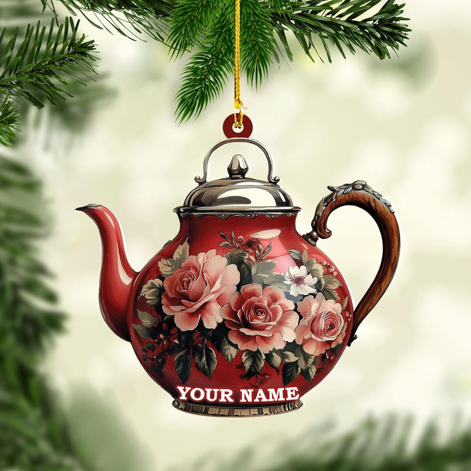 Personalized Cookware Silver Kettlea Ornament, Kitchen Aid Teapot Kettle Kitchen Stove Glass Xmas Decor, Cooking Tea Kettle Ornament (Acrylic, Style 10)