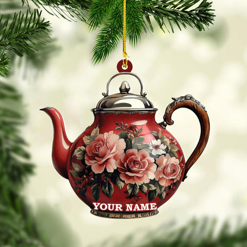 Personalized Cookware Silver Kettlea Ornament, Kitchen Aid Teapot Kettle Kitchen Stove Glass Xmas Decor, Cooking Tea Kettle Ornament (Acrylic, Style 10)