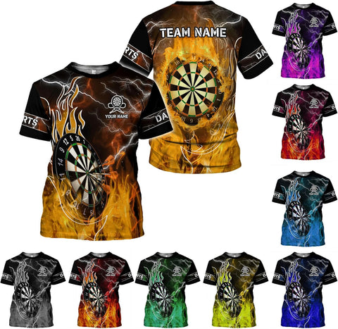 Artparel Personalized Dart Shirts for Men, Dart Polo 3D Shirts Custom Name Shirt, American Flag Shirt Unisex Shirt Size S-5XL