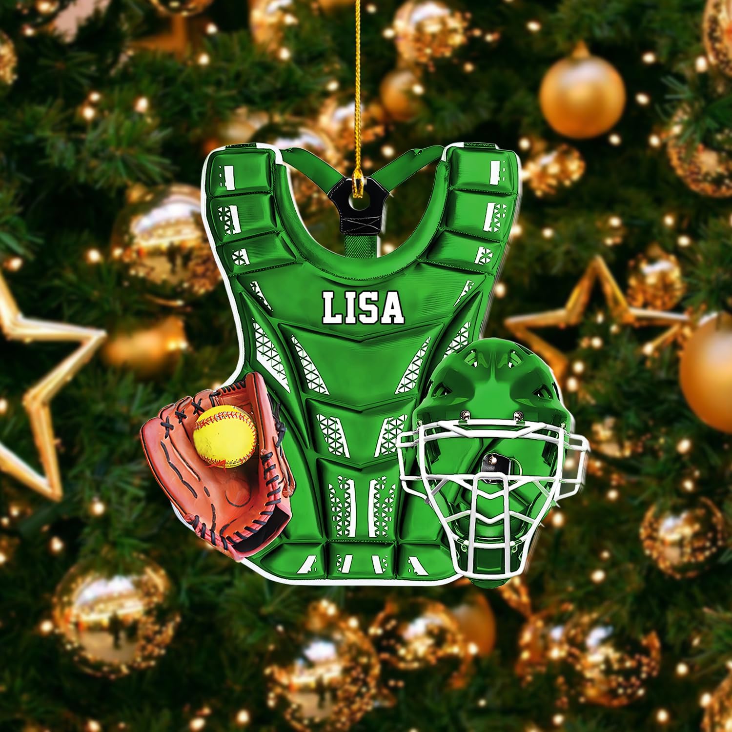 Personalized Softball Ornament Custom Name & Number Ornaments 2024 for Girl Coach Softball, Softball Gloves Ornament Custom, Softbal Ornament, Softball Ornament Softball Lover (Style 10)