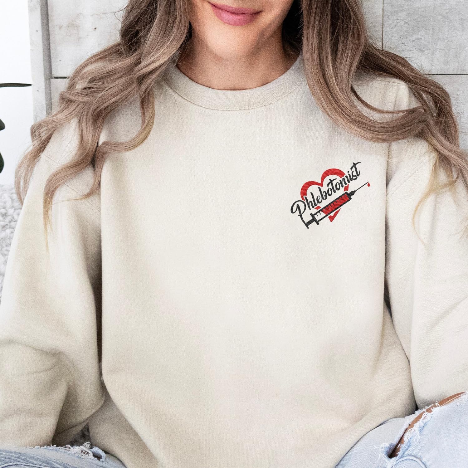 Leeprints Personalized Phlebotomist Embroidered Sweatshirt USA Phlebotomy Nurse Syringe Hospital Hoodie Phlebotomy Tech